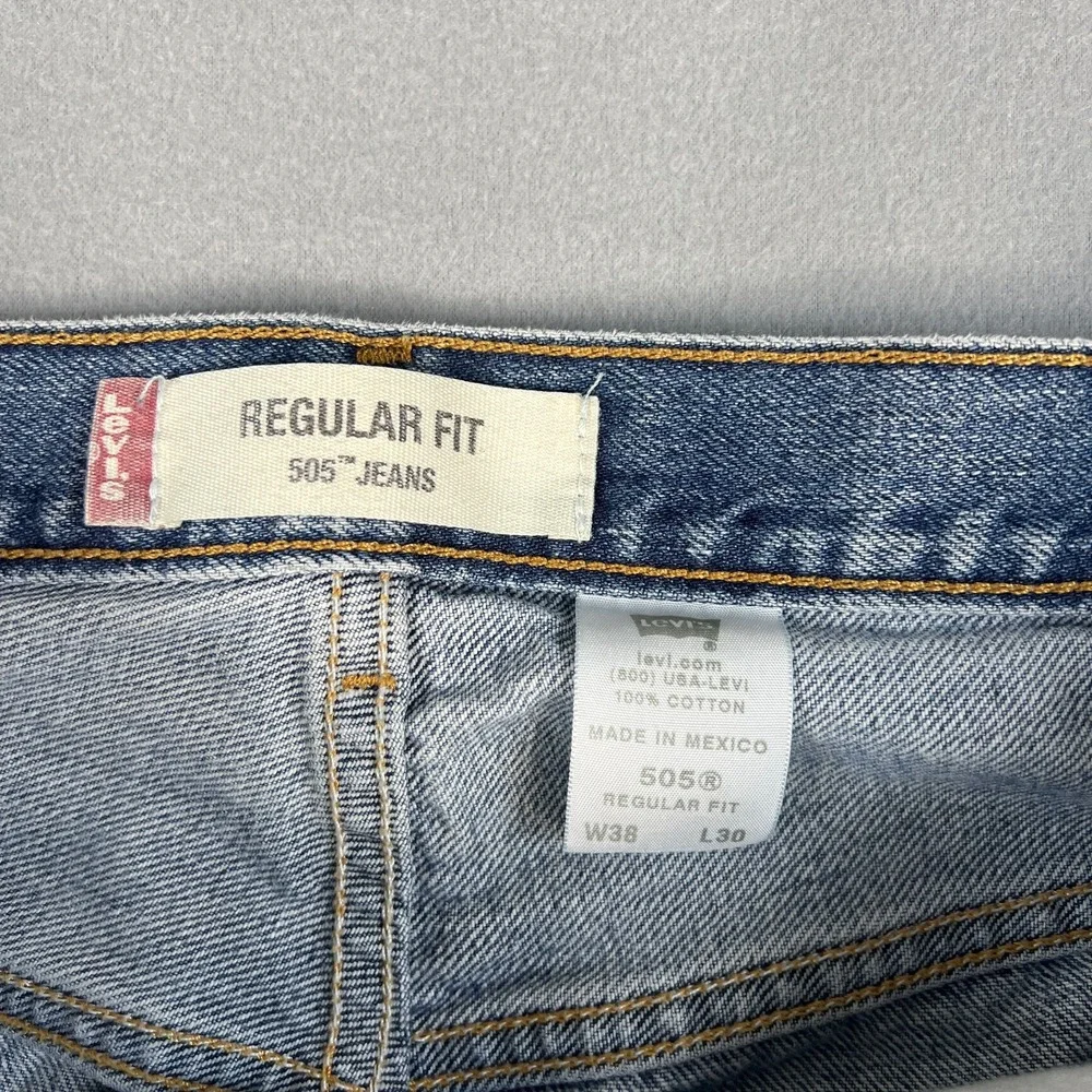 VTG Levis 505 Jeans Mens 36x27 Distressed‎ Straight Fit Blue Denim Y2K 2000s